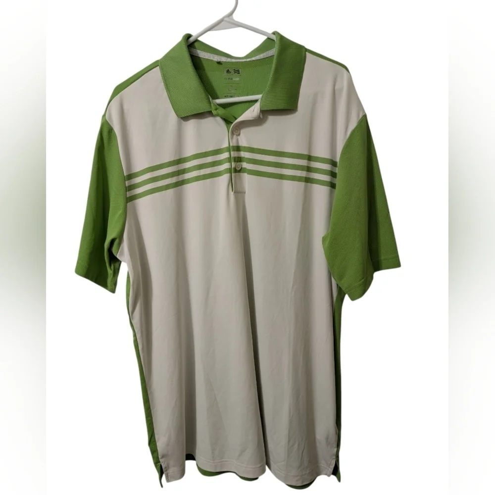 Adidas Green and White Golf Polo Shirt